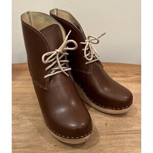 MAGUBA Shoes Casablanca Wedge Clog Lace Up Bootie Ankle Boots Brown Size 37